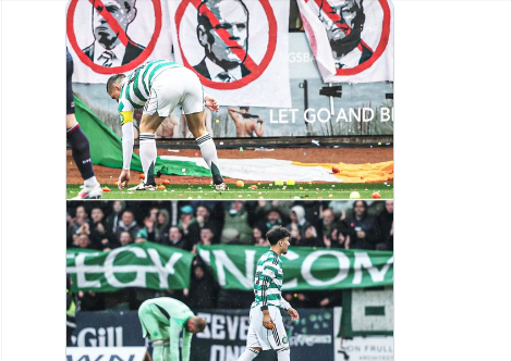 Celtic game paused after fans throw balls on pitch