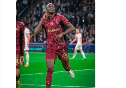 Victor Osimhen struck a stunning hat trick to guide Galatasaray to a 3-0 victory over Ajax on Wednesday, sending the Turkish champions’ record signing to the top of the UEFA Champions League scoring chart with six goals this season. The 26-year-old Nigeria international, who joined Galatasaray permanently from Napoli in the summer for a Turkish Super Lig record fee of around €75 million ($86 million), needed less than 20 minutes to complete his first Champions League hat trick. Osimhen opened the scoring in the 59th minute with a towering header from a Leroy Sané cross, before converting two precise penalties in the 66th and 78th minutes that left Ajax goalkeeper Remko Pasveer rooted. The victory leaves Galatasaray on nine points after three consecutive group-stage wins. “We have a goal. We know what we want, and we know the magnitude of performance you need in the Champions League,” Osimhen told Galatasaray TV. “We want to match up with the elite. It won’t be easy, but we’ll go step by step. We have the individual quality to do damage to every team.” Osimhen’s prolific form in Europe has underlined Galatasaray’s ambitious recruitment strategy following his permanent move from Napoli, where he had been a key figure in their Serie A title-winning side. His combination of pace, strength, and finishing has transformed the Istanbul club’s attack, providing a focal point that has proved decisive in both domestic and continental competition. The forward has now scored in each of Galatasaray’s Champions League fixtures this season, including decisive goals against Liverpool and Bodø/Glimt. His total of six goals puts him ahead of Harry Kane, Kylian Mbappé, and Erling Haaland in the race for the tournament’s Golden Boot. Before finalizing his switch to Turkey, Osimhen had drawn interest from Paris Saint-Germain, Chelsea, and Saudi club Al Ahli. He ultimately joined Galatasaray initially on loan in September 2024, helping the club capture a domestic league and cup double with 31 goals in all competitions before making the move permanent this summer. For Galatasaray, Osimhen’s impact extends beyond the goals. His presence symbolizes the club’s renewed ambition to re-establish itself among Europe’s elite after several seasons outside the top tier of continental contention. For Osimhen, meanwhile, his Champions League exploits have further cemented his reputation as one of Europe’s most complete center-forwards.