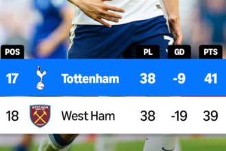 Tottenham survive Premier League relegation as West Ham suffer dramatic drop