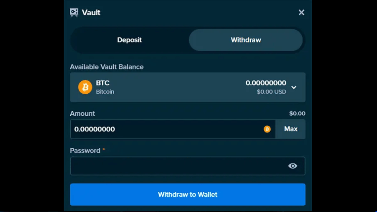 Crypto Deposits, Withdrawals, and Fiat Options