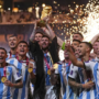 Lionel Messi celebrates Argentina's third FIFA World Cup victory in 2022.