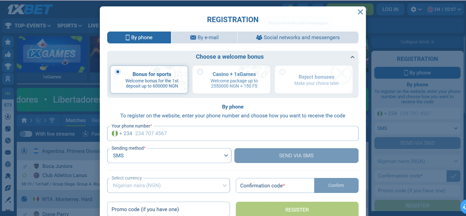 How to Register on 1xBet