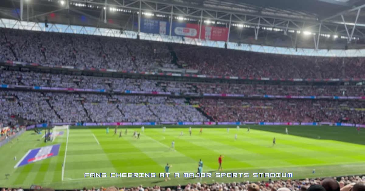Fans cheering at a major sports stadium