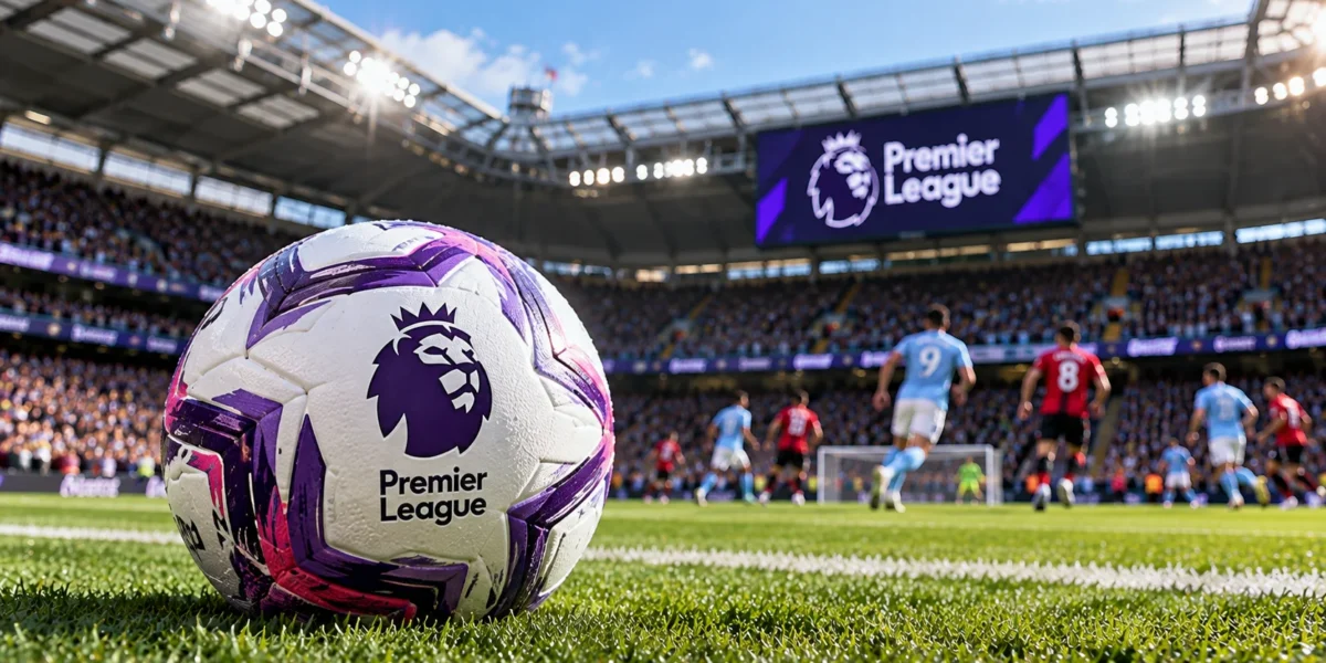 Premier League football on the pitch during a match.